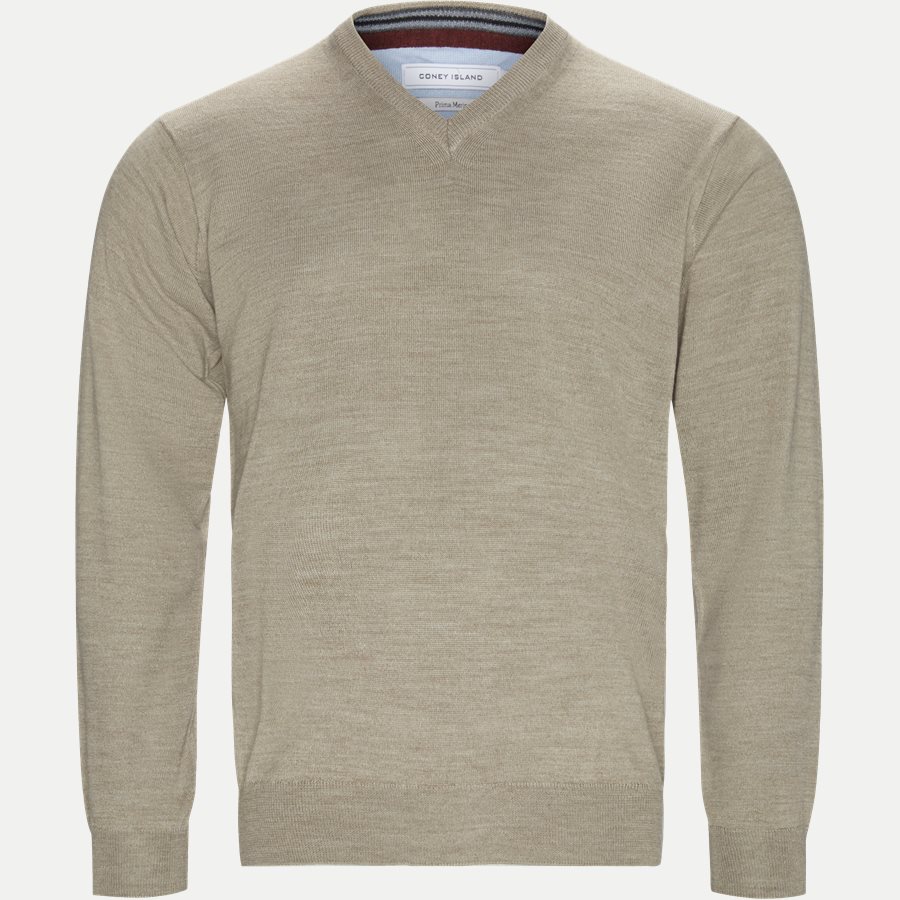 SMARALDA - Smaralda V-Neck Striktrøje - Strik - Regular - SAND MEL. - 1